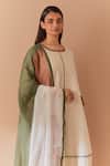 Shop_Priya Chaudhary_White-brown Chanderi Kurta Set _Online_at_Aza_Fashions
