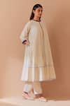 Priya Chaudhary_White-blue Chanderi Kurta Set _Online_at_Aza_Fashions