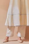 Priya Chaudhary_White-blue Chanderi Kurta Set _at_Aza_Fashions