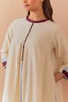 Buy_Priya Chaudhary_White-blue Chanderi Kurta Set 