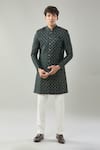 Buy_Arihant Rai Sinha_Green Woven Jacquard Sherwani And White Pant _at_Aza_Fashions