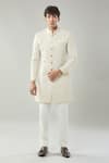 Buy_Arihant Rai Sinha_Gold Embroidery Woven Jacquard Sherwani Set _at_Aza_Fashions