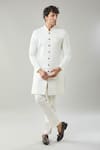 Buy_Arihant Rai Sinha_White Woven Jacquard Sherwani And Pollo Pant Set _at_Aza_Fashions