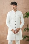 Shop_Arihant Rai Sinha_White Woven Jacquard Sherwani And Pollo Pant Set _Online_at_Aza_Fashions
