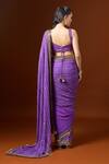 Shop_Yoshita Couture_Purple Sequins Round Neck Stripe Embroidered Saree Set _at_Aza_Fashions
