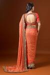 Shop_Yoshita Couture_Orange Sequins, Zari, Embroidery Round Neck Resham Saree With Blouse _at_Aza_Fashions