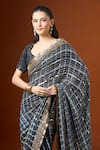 Buy_Yoshita Couture_Black Georgette, Silk Sequins, Mirrors, Norah Dori Stripe Embroidered Saree Set 