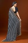 Shop_Yoshita Couture_Black Georgette, Silk Sequins, Mirrors, Norah Dori Stripe Embroidered Saree Set _at_Aza_Fashions