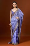Yoshita Couture_Purple Sequins Round Neck Thread Embroidered Saree With Blouse _Online_at_Aza_Fashions