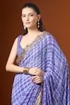 Yoshita Couture_Purple Sequins Round Neck Thread Embroidered Saree With Blouse _at_Aza_Fashions