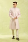 Arihant Rai Sinha_Embroidered Pink Sherwani With Chudidar _Online_at_Aza_Fashions