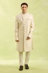 Arihant Rai Sinha_Cream Hand Embroidered Sherwani Set _at_Aza_Fashions