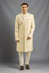 Buy_Arihant Rai Sinha_Cream Hand Embroidered Sherwani Set _at_Aza_Fashions