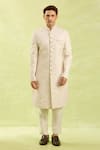 Buy_Arihant Rai Sinha_Cream Art Silk Embroidered Sherwani Set _Online_at_Aza_Fashions