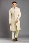 Buy_Arihant Rai Sinha_Cream Art Silk Embroidered Sherwani Set _at_Aza_Fashions