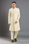 Buy_Arihant Rai Sinha_Cream Embroidery Hand Sherwani Set _at_Aza_Fashions