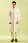 Shop_Arihant Rai Sinha_Cream Hand Embroidered Sherwani Set 