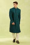 Arihant Rai Sinha_Green Embroidery Computer Thread Work Sherwani Set _Online_at_Aza_Fashions