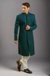 Buy_Arihant Rai Sinha_Green Embroidery Computer Thread Work Sherwani Set _at_Aza_Fashions