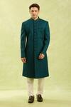 Arihant Rai Sinha_Green Embroidery Computer Thread Work Sherwani Set _at_Aza_Fashions
