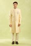 Buy_Arihant Rai Sinha_Gold Jacquard Banarasi Silk Sherwani Set _Online_at_Aza_Fashions