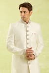 Arihant Rai Sinha_Off White Jacquard Banarasi Silk Sherwani Set _Online