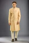 Buy_Arihant Rai Sinha_Gold Jacquard Banarasi Silk Sherwani Set _at_Aza_Fashions