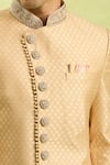 Arihant Rai Sinha_Gold Jacquard Banarasi Silk Sherwani Set _at_Aza_Fashions