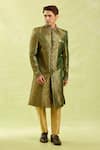 Buy_Arihant Rai Sinha_Green Jacquard Banarasi Silk Sherwani Set _Online_at_Aza_Fashions