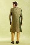 Shop_Arihant Rai Sinha_Green Jacquard Banarasi Silk Sherwani Set _at_Aza_Fashions