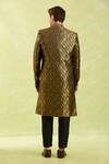 Shop_Arihant Rai Sinha_Black Embroidery Jacquard Banarasi Silk Sherwani Set _at_Aza_Fashions