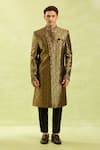 Arihant Rai Sinha_Black Embroidery Jacquard Banarasi Silk Sherwani Set _Online_at_Aza_Fashions