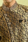 Buy_Arihant Rai Sinha_Black Embroidery Jacquard Banarasi Silk Sherwani Set 