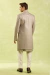 Shop_Arihant Rai Sinha_Gray Grey Patterned 3 Piece Sherwani Set _at_Aza_Fashions