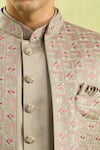 Shop_Arihant Rai Sinha_Gray Grey Patterned 3 Piece Sherwani Set _Online_at_Aza_Fashions