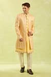 Shop_Arihant Rai Sinha_Yellow Art Silk Sherwani With Pant Set _Online_at_Aza_Fashions
