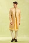 Buy_Arihant Rai Sinha_Yellow Art Silk Sherwani With Pant Set 