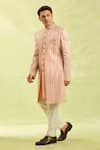 Buy_Arihant Rai Sinha_Peach Embroidery Striped Sherwani And Off White Pants 