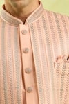 Shop_Arihant Rai Sinha_Peach Embroidery Striped Sherwani And Off White Pants 