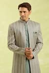 Arihant Rai Sinha_Dark Gray 2-piece Sherwani Set _at_Aza_Fashions