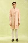 Shop_Arihant Rai Sinha_Peach Embroidery Pattern Sherwani Set _Online_at_Aza_Fashions