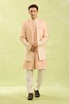 Shop_Arihant Rai Sinha_Peach Embroidery Pattern Sherwani Set 