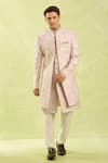 Buy_Arihant Rai Sinha_Pink Silk Onion Patterned Sherwani Set _at_Aza_Fashions