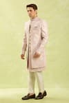 Arihant Rai Sinha_Pink Silk Onion Patterned Sherwani Set _at_Aza_Fashions