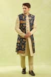 Buy_Arihant Rai Sinha_Blue Beige Jacquard Nehru Jacket Set _Online_at_Aza_Fashions