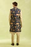 Shop_Arihant Rai Sinha_Blue Beige Jacquard Nehru Jacket Set _at_Aza_Fashions
