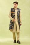 Buy_Arihant Rai Sinha_Blue Beige Jacquard Nehru Jacket Set _at_Aza_Fashions
