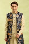 Buy_Arihant Rai Sinha_Blue Beige Jacquard Nehru Jacket Set 