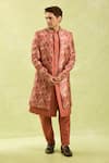 Arihant Rai Sinha_Pink Rust Orange Embroidered Sherwani Set _at_Aza_Fashions