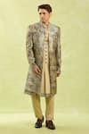 Buy_Arihant Rai Sinha_Green Beige Embroidered Sherwani Set 